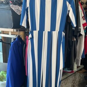 Blue and White Striped Dress